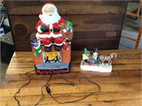 VINTAGE SANTA CLAUS LIGHT WITH MUSIC BOX IN IT