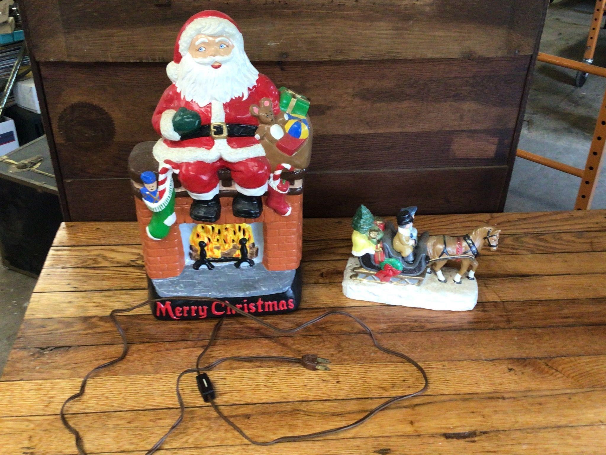 VINTAGE SANTA CLAUS LIGHT WITH MUSIC BOX IN IT