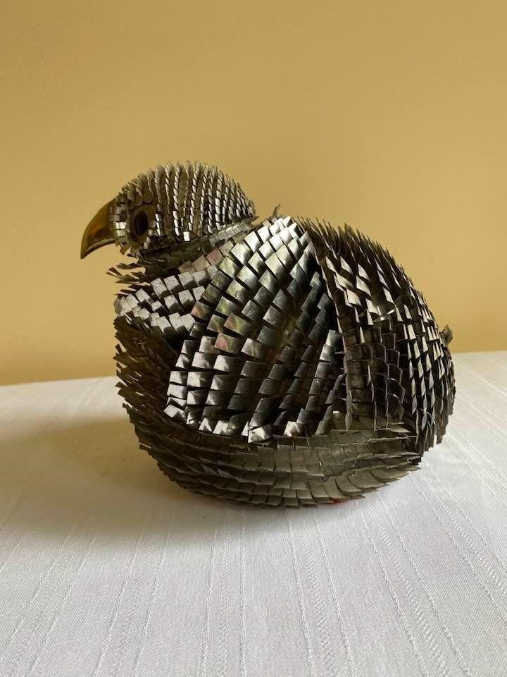 MCM Metal Strips Bird Sculpture