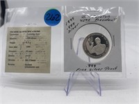 1999 .999 Fine Silver Proof Bill Clinton Dollar