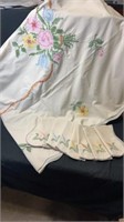 Embroidered tablecloth and napkins