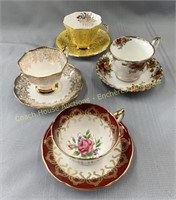 (4) Cups & saucers, Tasses et soucoupes