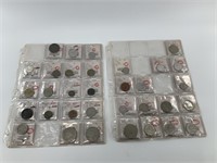 2 Partial sheets of foreign coins