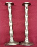 Antique Tall Pewter Candlestick Set