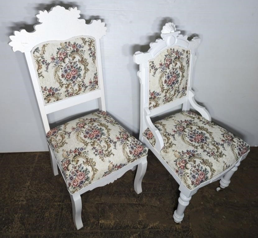 (LB) Vtg Painted Accent Chair w/ Floral