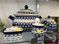 (4) Pieces Polish Pottery Serving Dishes