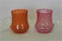 Pair of Pulled Coin Spot small mugs - one