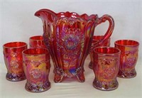 Dahlia 7 pc. water set - red