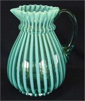 Stripe water pitcher - blue opal