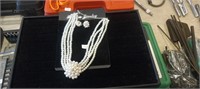 Faux Pearl Necklace & Earrings