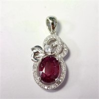 Silver Ruby & CZ Pendant