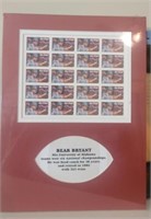 Bear Bryant Stamps in matted frame