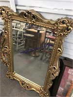 Gold frame wall mirror, 29 x 41
