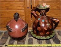 (2) Chulucanas Peru pottery figures signed