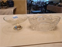CRYSTAL CENTERPIECE BOAL AND COMPOTE