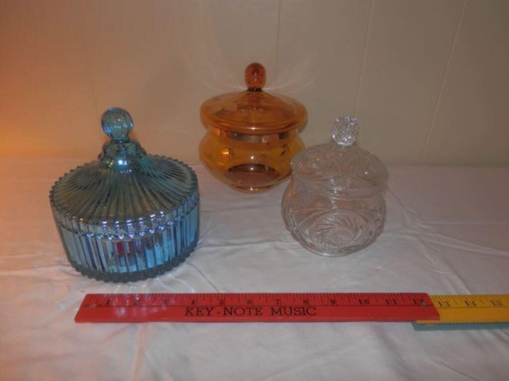 Group of 3- Covered candy dishes w/lid