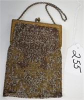 Mesh purse, silk lining, mirror