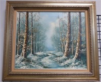 Carl Madden Winter Landscape Oil on Canvas