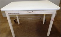 Vintage Enamel Top Table with Chippy Paint