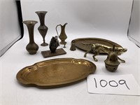 Brass Vases, Owls, Dog, Trays