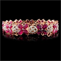 20.68ct Ruby & 1.65ctw Diam Bracelet in 14K Gold