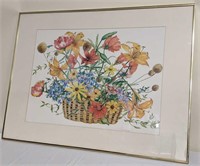 Framed Floral Artwork Signed Henderson