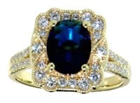 Elegant 2.07 ct Sapphire & VS Lab Diamond Ring
