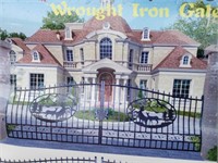 Unused 20' Iron Bi-parting Gate w/ Deer Artwork