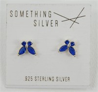 NEW Sterling Silver Sapphire Butterfly Earrings