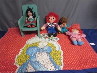 Awesome Lot of Vintage Dolls With Beautiful Chair