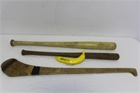 Vintage Baseball Bats & Hurley Stick