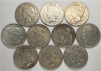 Lot of 10: Peace Dollars