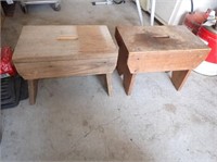 (2) Wooden Benches w/Cut Out Handles