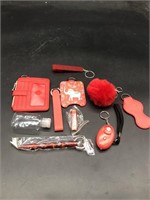 New keyfans safety keychain kit-red.