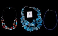 Turquoise, Lapis Sterling Silver Necklaces (3)