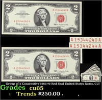 Group of 5 Consecutive 1963 $2 Red Seal United Sta