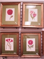 Four framed and matted botanical