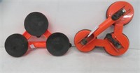 2 ORANGE PLASTIC 3-POINT GLASS SUCTION TOOLS