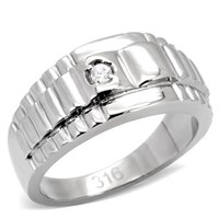 Round .04ct White Sapphire Watch Strap Style Ring
