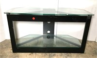 Modern Media Stand with Glass Top & Shelf