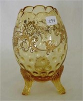 Decorated Amber egg shaped ftd 5" vase