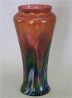Loetz type 8" iridescent oil spot vase