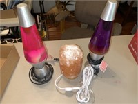 2 Lava lamps and salt crystal lamp