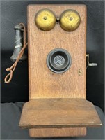 Vintage Oak Crank Telephone