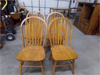 4 oak spindle back chairs