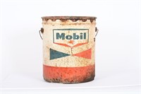 Vintage Mobil 5 Gal Metal Oil Can w/ Lid