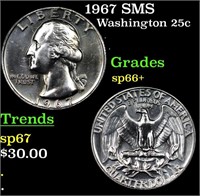 1967 SMS Washington Quarter 25c Grades sp66+