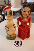 (2) Vintage Chalkware Figures (1 Has Damaged Arm)