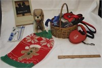 Basket of Dog Leashes, Dog Scarves, Dog Collar,