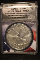 2021-S MS70 Type 2 1oz .999 Pure Silver Eagle